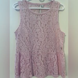 Lauren Conrad purple sheet layering peplum shirt/camisole medium